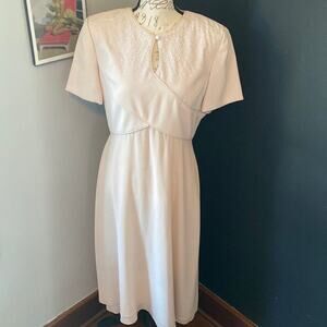 Liz Claiborne Night Vintage Inspired Retro Beaded Short Sleeve Midi Dress 12